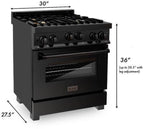 ZLINE 30 in. Kitchen Appliance Package with Black Stainless Steel Gas Range, Range Hood, Microwave Drawer and Dishwasher, 4KP-SGRBRH30-MWDW