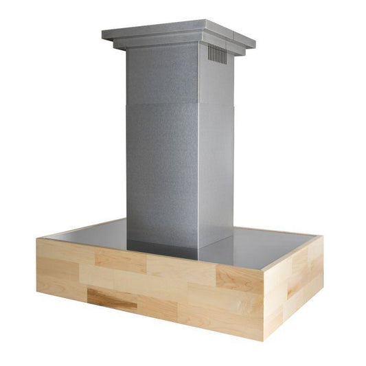 ZLINE 36 in. Island Mount Range Hood Designer Series Maple Wood Butcher Block Finish 681iM-36