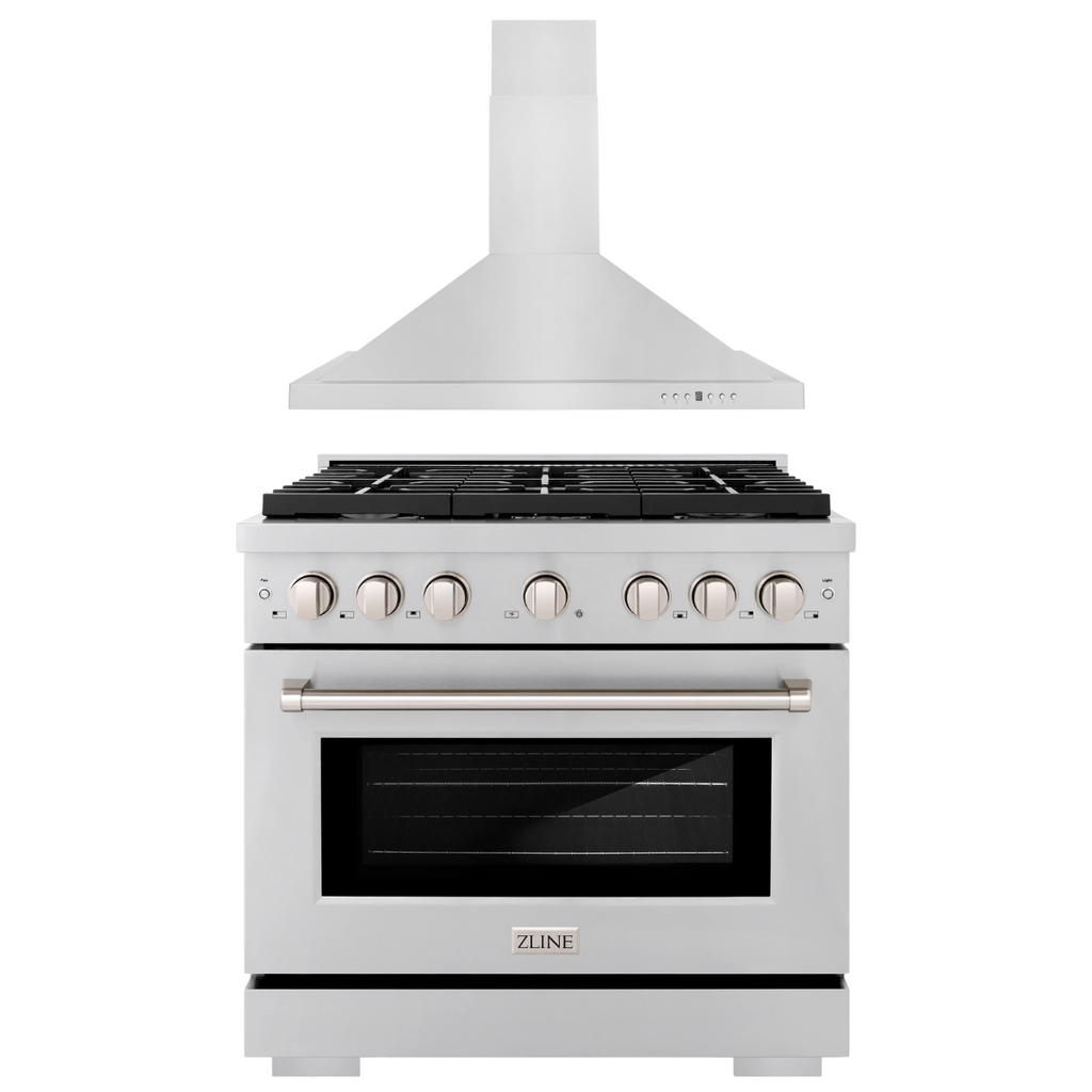 ZLINE Appliance Package - 36 in. Gas Range, 36 in. Range Hood, 2KP-SGRRH36