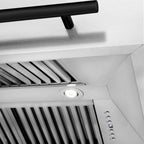 ZLINE 30 in Wall Mount Range Hood 400 CFM Satin Stainless Steel Matte Black Handle (8654SNZ-30-MB)