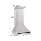 ZLINE 30 in Wall Mount Range Hood 400 CFM Satin Stainless Steel Matte Black Handle (8654SNZ-30-MB)