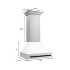 ZLINE 30 in. Wall Mount Range Hood Stainless Steel White Matte Shell Matte Black Handle (8654STZ-WM30-MB)