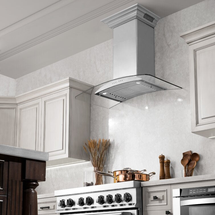 ZLINE 30 in. Wall Mount Range Hood Ducted Stainless Steel CrownSound Bluetooth Speakers (KNCRN-BT-30)