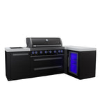 Mont Alpi 805 Black Stainless Steel Island Grill with 90 Degree Corner and Fridge Cabinet, MAi805-BSS90FC