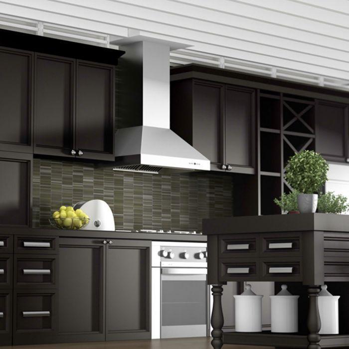 ZLINE 42 in. Wall Mount Range Hood Stainless Steel Ducted Crown Molding 667CRN-42