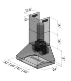 ZLINE 48 in. Wall Mount Range Hood Ducted Stainless Steel Professional 687-48