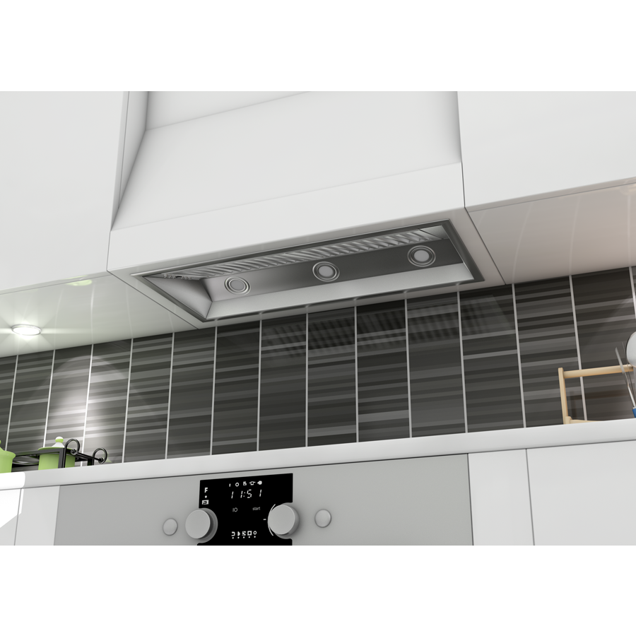 ZLINE 40 in. Range Hood Insert Wall Mount Stainless Steel 18 in. Depth 400 CFM LED Lighting Dishwasher-Safe Baffle Filters (698-40)