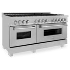 ZLINE 60 in. Legacy Dual Fuel Range with 8 Brass Burners, Gas Cooktop, Double Electric Convection Ovens (7.4 cu. ft.), Satin Stainless (RAS-SN-BR-60)
