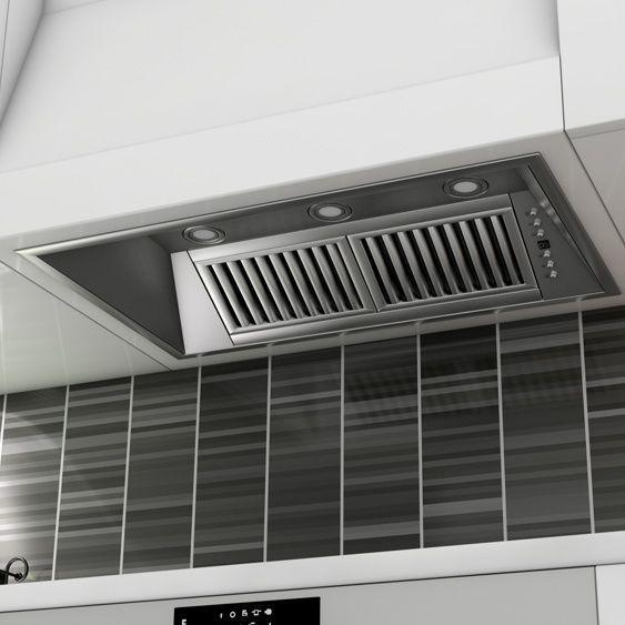 ZLINE 28 in Island Mount Range Hood Insert 21 in Depth Stainless Steel 4-Speed 700 CFM (721i-28)