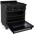 ZLINE 30" Dual Fuel Professional Range with Gas Burners & Electric Convection Oven, Black Stainless Steel with Brass Burners (RAB-BR-30)