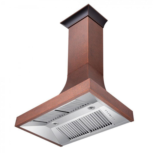 ZLINE 36 in. Wall Mount Range Hood Hand-Hammered Copper Finish Designer Series 8632H-36
