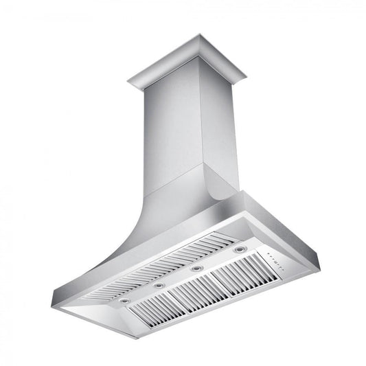 ZLINE 48 in Wall Mount Range Hood Satin Stainless Steel Ducted Designer Series 8632S (8632S-48)