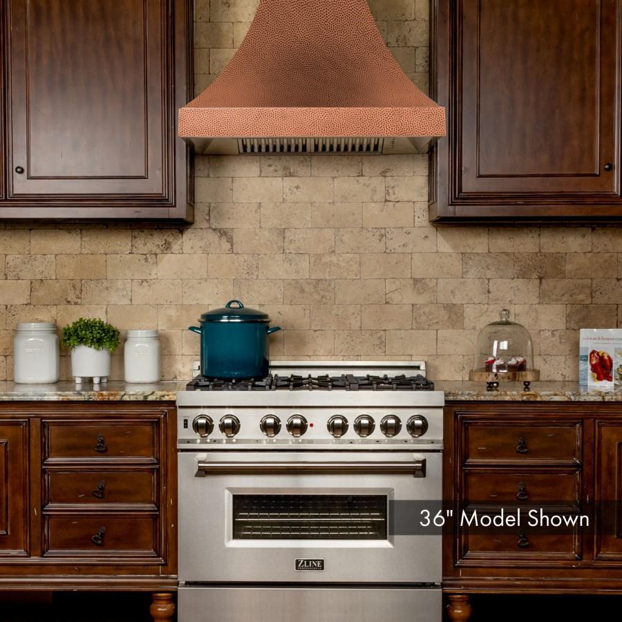 ZLINE 36 in. Wall Mount Range Hood Hand-Hammered Copper Finish Designer Series 8632H-36