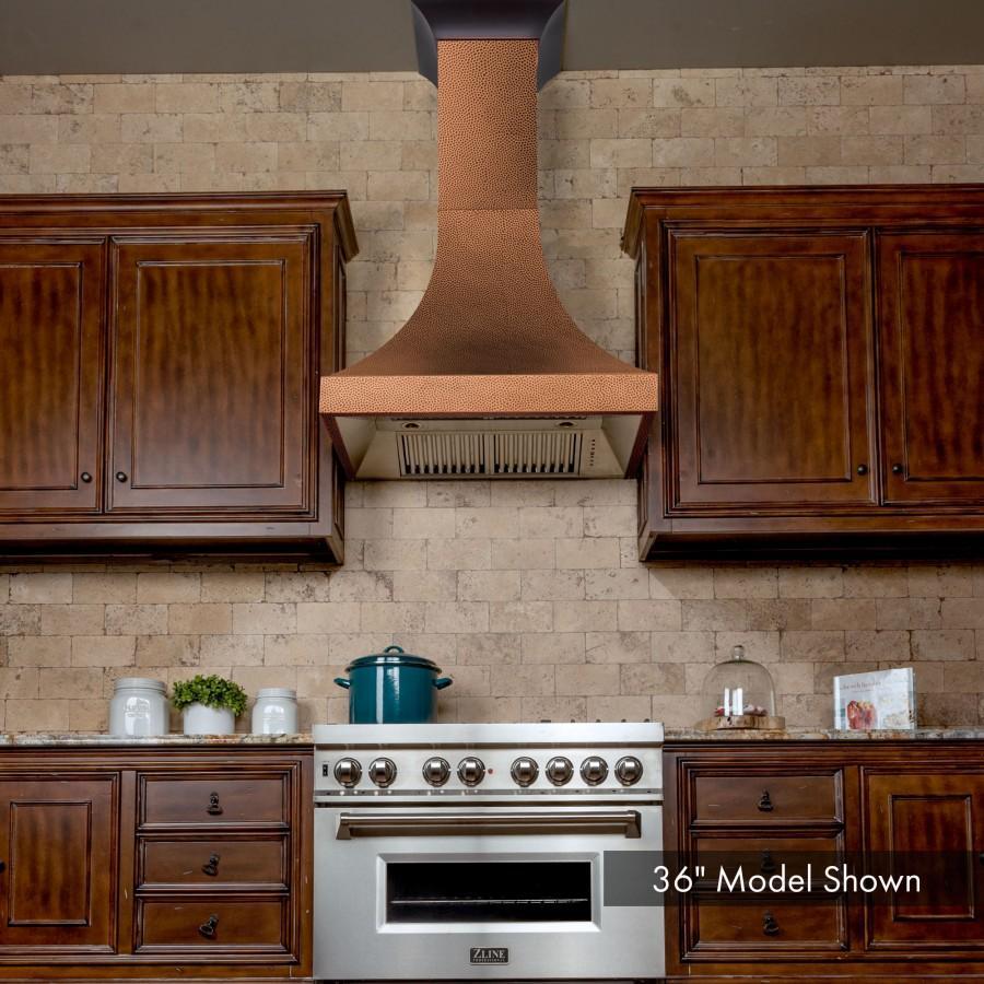 ZLINE 30 in. Wall Range Hood Designer Series Hand-Hammered Copper Finish 4-Speed Ventilation 500 CFM (8632H-30)