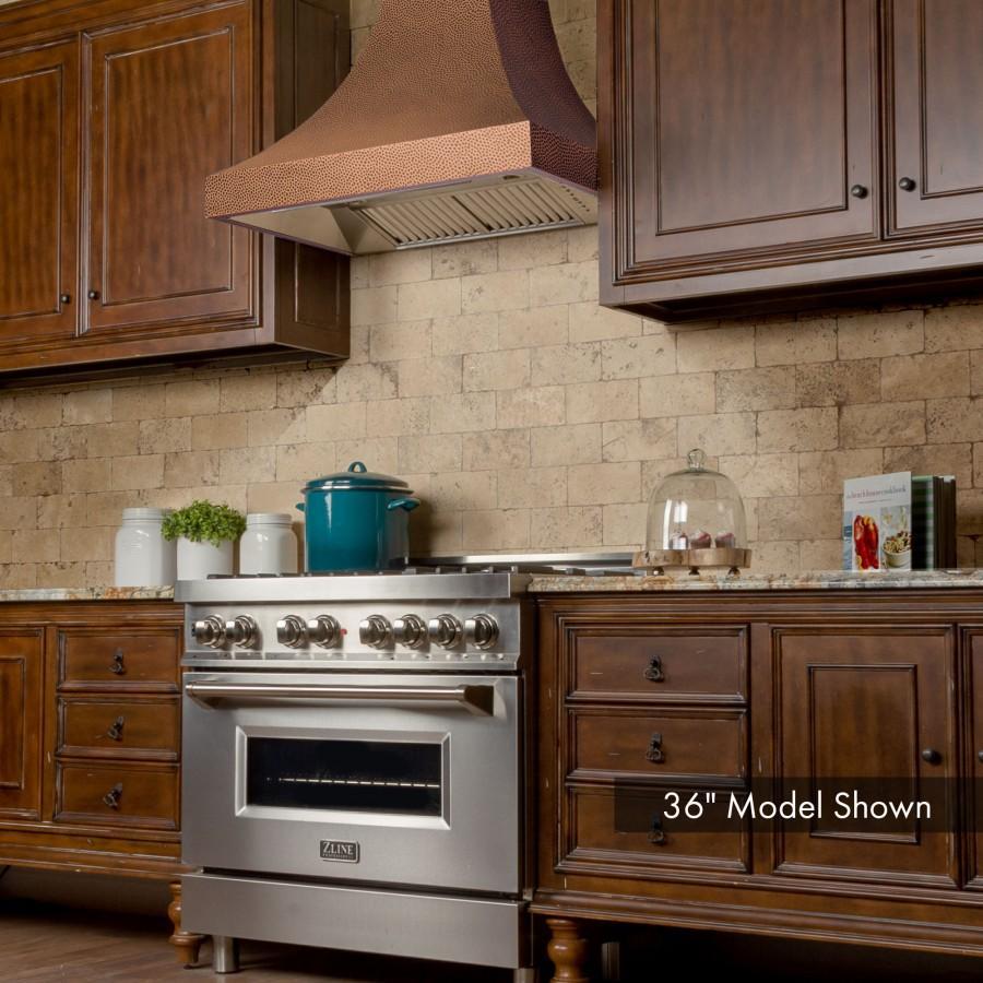 ZLINE 36 in. Wall Mount Range Hood Hand-Hammered Copper Finish Designer Series 8632H-36