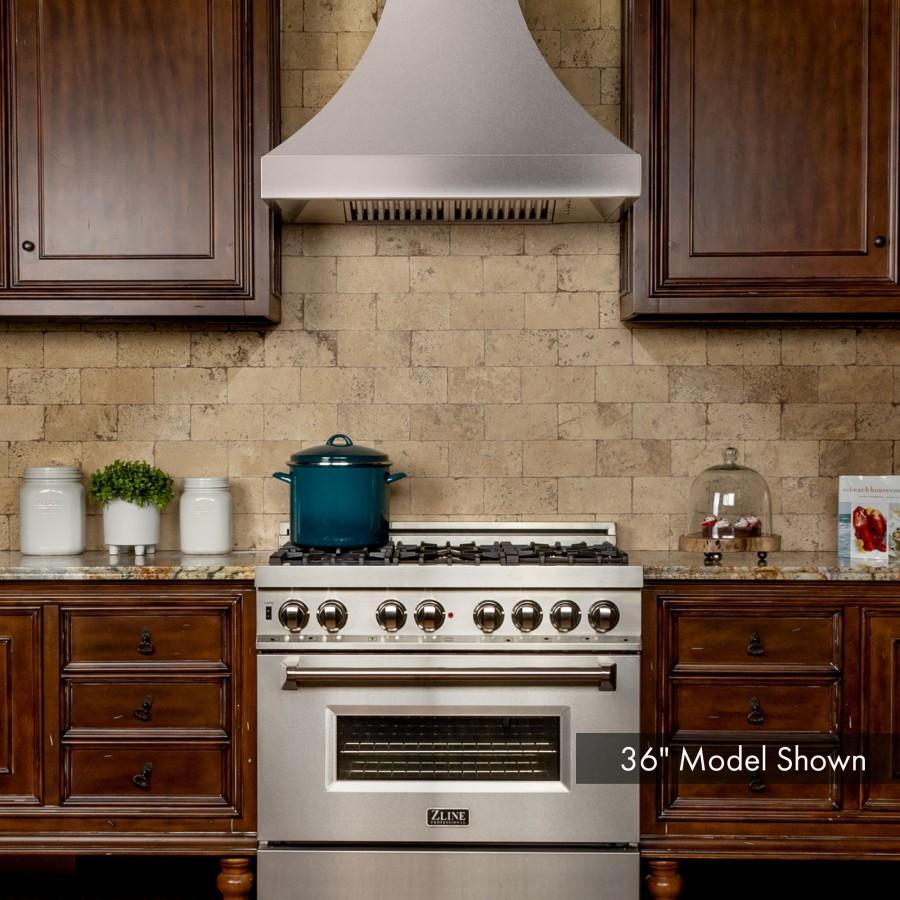 ZLINE 48 in Wall Mount Range Hood Satin Stainless Steel Ducted Designer Series 8632S (8632S-48)