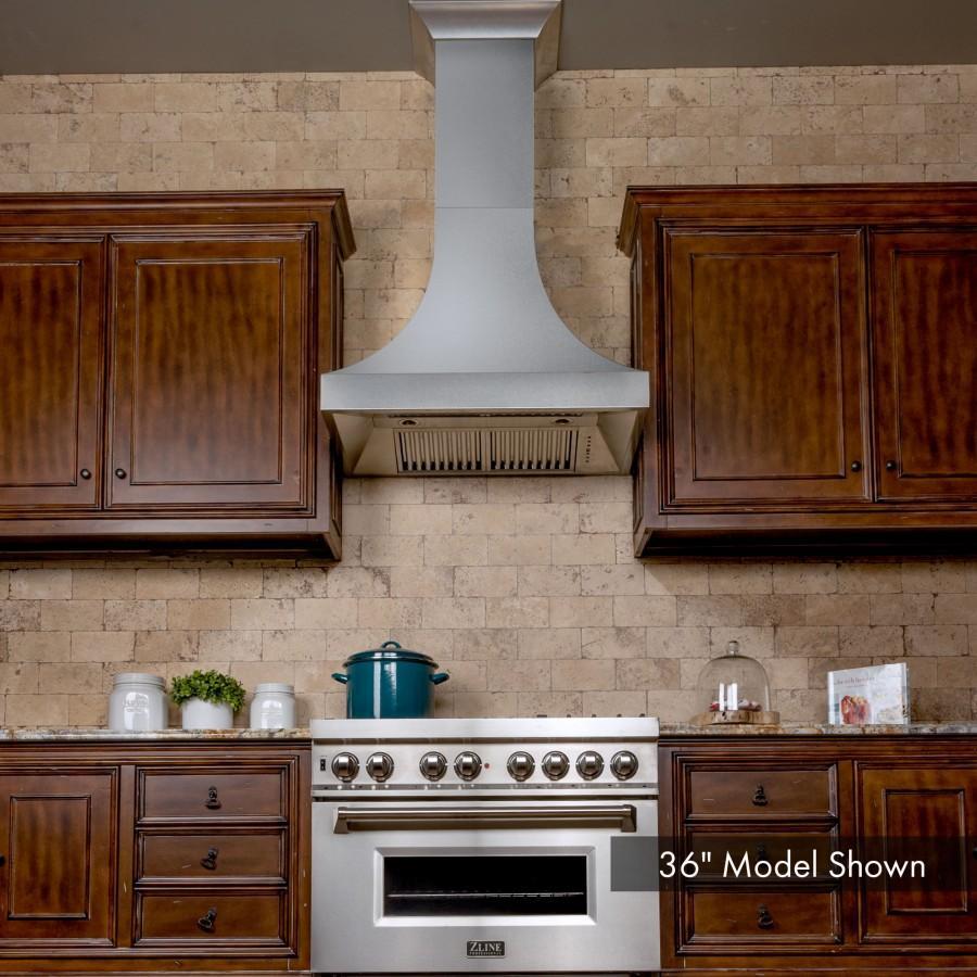 ZLINE 48 in Wall Mount Range Hood Satin Stainless Steel Ducted Designer Series 8632S (8632S-48)