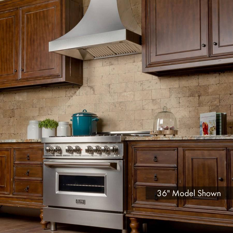 ZLINE 30 in. Wall Mount Range Hood Ducted Satin Stainless Steel Designer Series 400 CFM (8632S-30)