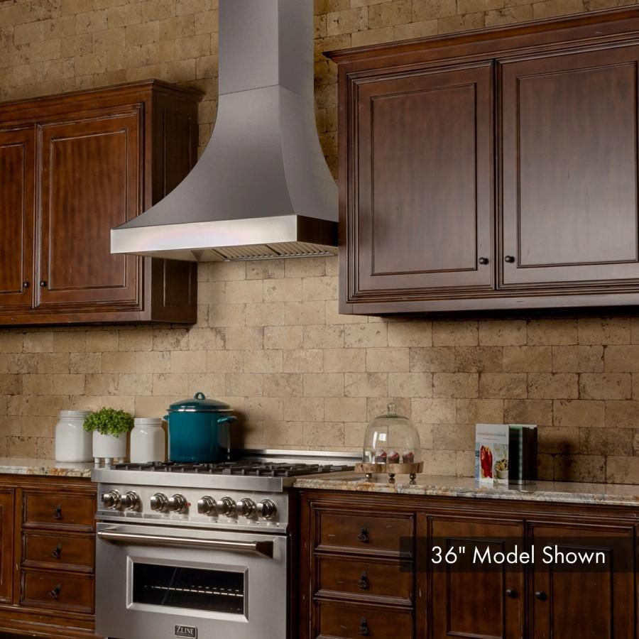 ZLINE 36 Inch Wall Mount Range Hood Satin Stainless Steel Designer Series Ducted (8632S-36)