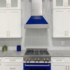 ZLINE 30 in Wall Mount Range Hood Ducted Satin Stainless Steel Blue Gloss Shell 8654BG-30