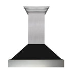 ZLINE 30 in. Wall Mount Range Hood Ducted Satin Stainless Steel Black Matte Shell 700 CFM (8654BLM-30)