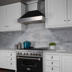 ZLINE 30 in. Wall Mount Range Hood Ducted Satin Stainless Steel Black Matte Shell 700 CFM (8654BLM-30)