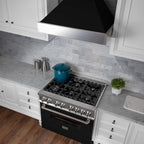 ZLINE 30 in. Wall Mount Range Hood Ducted Satin Stainless Steel Black Matte Shell 700 CFM (8654BLM-30)