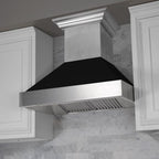 ZLINE 30 in. Dual Fuel Range in Satin Stainless Steel with Black Matte Door & 30 in. Range Hood Appliance Package, 2KP-RASBLMRH30