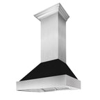 ZLINE 36" Dual Fuel Range in Satin Stainless Steel with Black Matte Door & 36" Range Hood Appliance Package, 2KP-RASBLMRH36