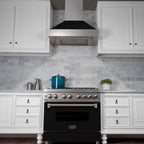 ZLINE 36 in. Wall Mount Range Hood Ducted Satin Stainless Steel Black Matte Shell 8654BLM-36