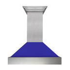 ZLINE 30 in. Wall Mount Range Hood – Satin Stainless Steel & Blue Matte Finish, Ducted, 400 CFM (8654BM-30)
