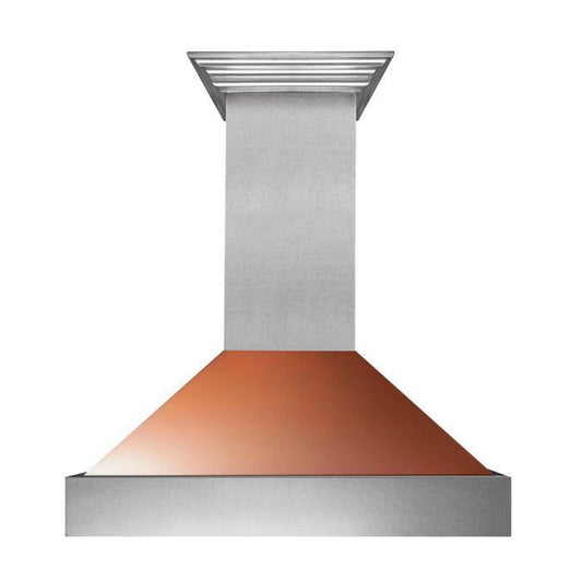 ZLINE 36 in. Wall Mount Range Hood Ducted Satin Stainless Steel Copper Shell 400 CFM (8654C-36)
