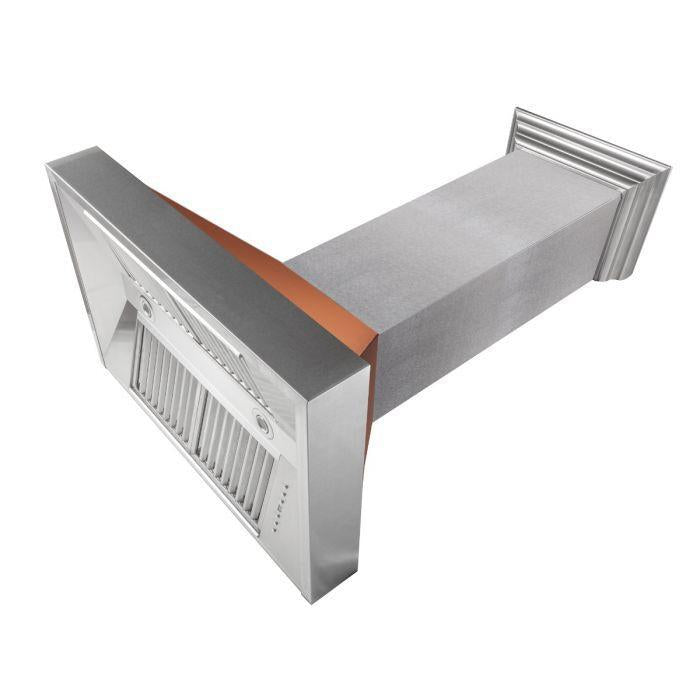 ZLINE 36 in. Wall Mount Range Hood Ducted Satin Stainless Steel Copper Shell 400 CFM (8654C-36)