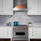 ZLINE 36 in. Wall Mount Range Hood Ducted Satin Stainless Steel Copper Shell 400 CFM (8654C-36)