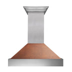 ZLINE 30 in. Wall Mount Range Hood, Satin Stainless Steel, Hand-Hammered Copper Shell, Ducted Vent, 400 CFM (8654HH-30)
