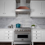 ZLINE 30 in. Wall Mount Range Hood, Satin Stainless Steel, Hand-Hammered Copper Shell, Ducted Vent, 400 CFM (8654HH-30)