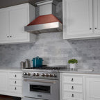 ZLINE 36 Inch Wall Mount Range Hood Ducted Satin Stainless Steel with Hand-Hammered Copper Shell 700 CFM (8654HH-36)