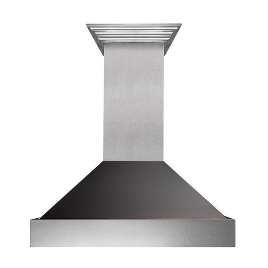 ZLINE 36 in Wall Mount Range Hood Ducted Satin Stainless Steel Oil-Rubbed Bronze Shell 700 CFM (8654ORB-36)
