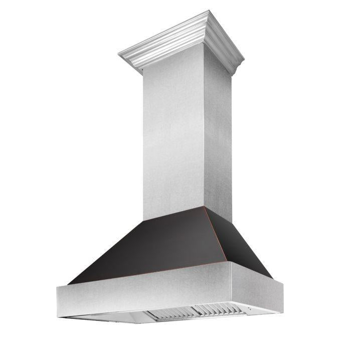 ZLINE 36 in Wall Mount Range Hood Ducted Satin Stainless Steel Oil-Rubbed Bronze Shell 700 CFM (8654ORB-36)