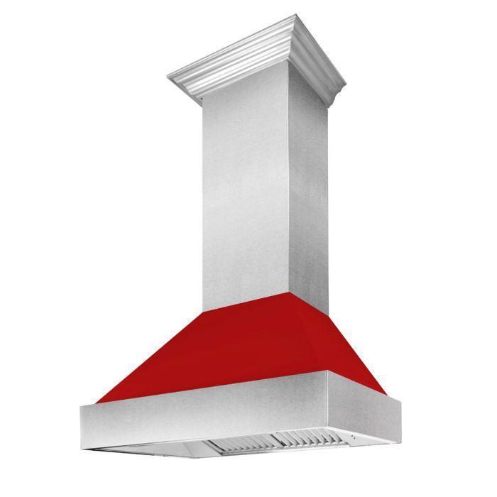 ZLINE Appliance Package - 48" Dual Fuel Range with Red Matte Door and Convertible Vent Range Hood in Satin Stainless Steel, 2KP-RASRMRH48