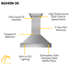 ZLINE 30 in. Dual Fuel Range and Range Hood Satin Stainless Steel Appliance Package, 2KP-RASSNRH30