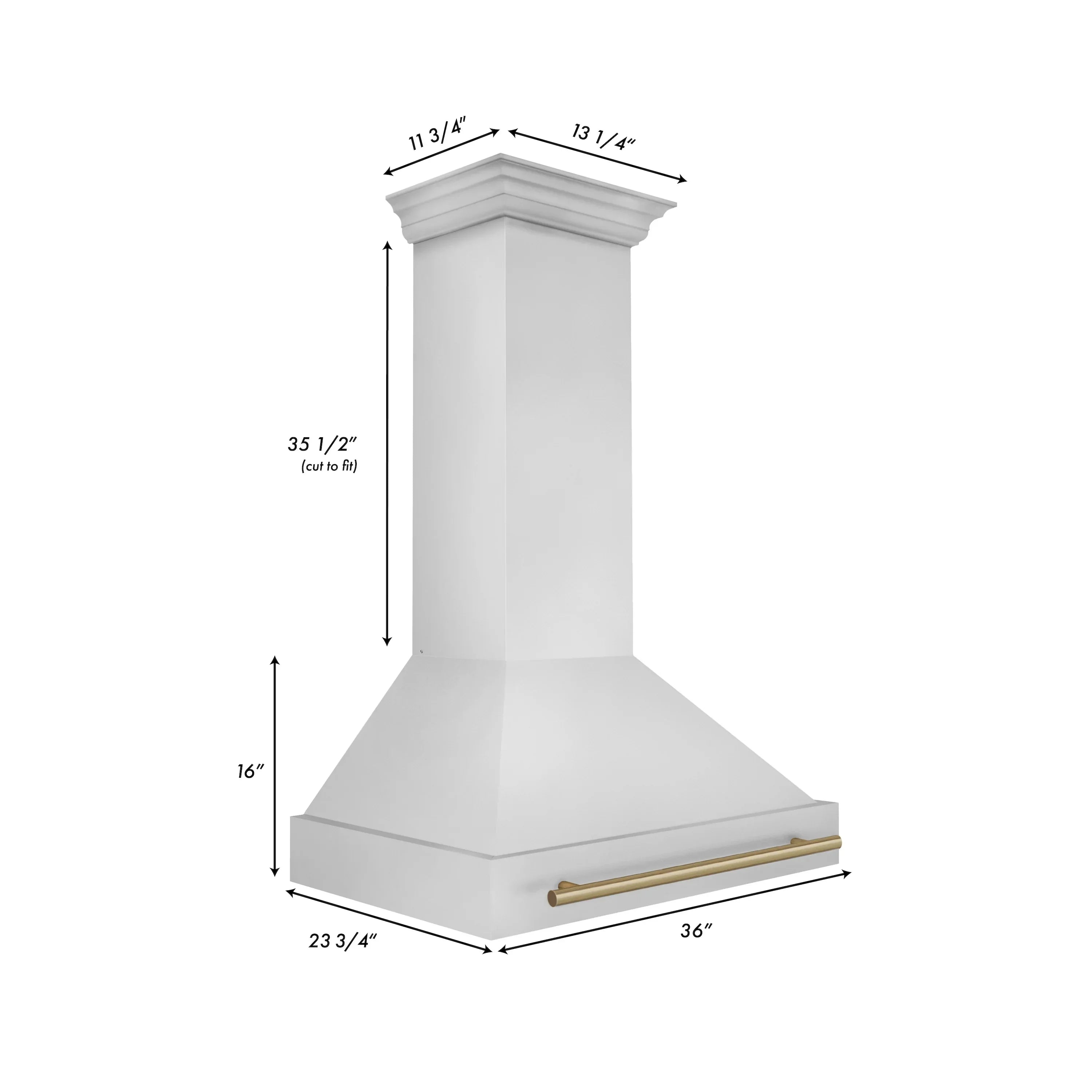 ZLINE 36 Inch Wall Mount Range Hood Stainless Steel Champagne Bronze Handle 8654STZ-36-CB
