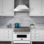 ZLINE 36 in. Wall Mount Range Hood Ducted Satin Stainless Steel White Matte Shell 8654WM-36