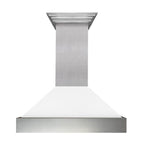 ZLINE 48 in. Wall Mount Range Hood Satin Stainless Steel White Matte Shell 400 CFM (8654WM-48)