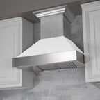ZLINE 48 in. Wall Mount Range Hood Satin Stainless Steel White Matte Shell 400 CFM (8654WM-48)