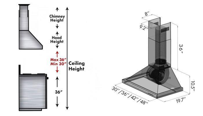 ZLINE 30 in Wall Mount Range Hood Satin Stainless Steel Convertible Vent Designer Series 400 CFM (8KBS-30)