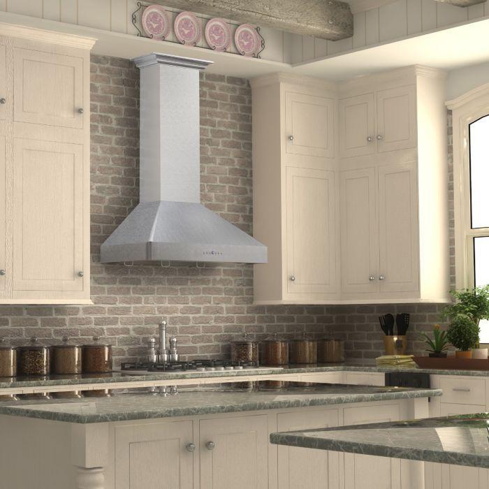 ZLINE 30 in Wall Mount Range Hood Ducted Satin Stainless Steel 400 CFM LED Lighting (8KF2S-30)