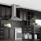 ZLINE 36 in Wall Mount Range Hood Convertible Vent Satin Stainless Steel 400 CFM LED Lighting Baffle Filters (8KL3S-36)