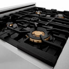 ZLINE Autograph Edition 30 in. 4.0 cu. ft. Legacy Dual Fuel Range with 4-Burner Gas Cooktop and Electric Convection Oven in Satin Stainless Steel with White Matte Door and Matte Black Accents (RASZ-WM-30-MB)