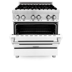 ZLINE 30-Inch Professional Gas Range with Electric Oven, Stainless Steel, White Matte Door (Model RA-WM-30)